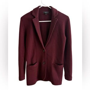 J. Crew 100% Merino Wool Schoolboy Sweater Blazer Maroon Burgundy Collegiate